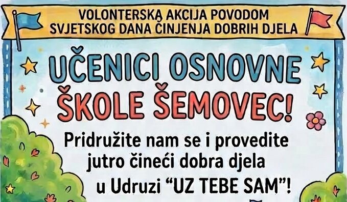 Poziv učenicima predmetne nastave na uključivanje u volontersku akciju