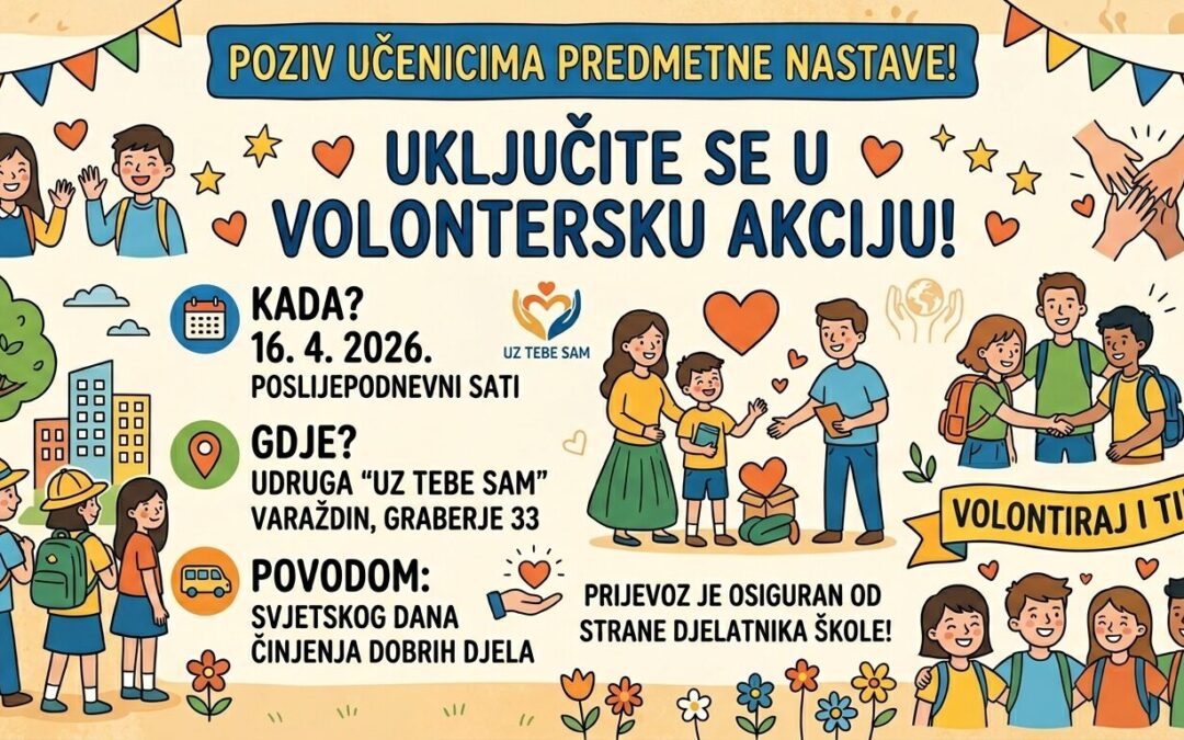 Poziv učenicima predmetne nastave na uključivanje u volontersku akciju